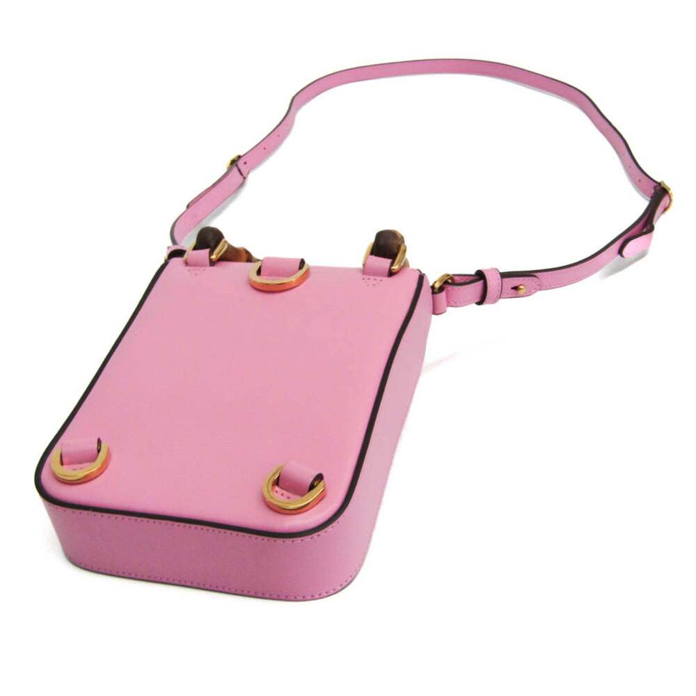 GUCCI Authentic Pink Leather Bamboo Shoulder Bag - Picture 3 of 14